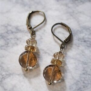 Silver champagne coin Drop Earrings